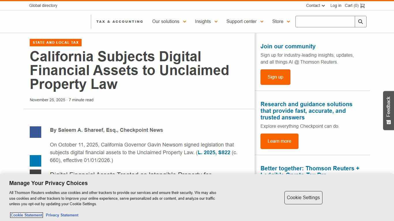 California Subjects Digital Financial Assets to Unclaimed Property Law